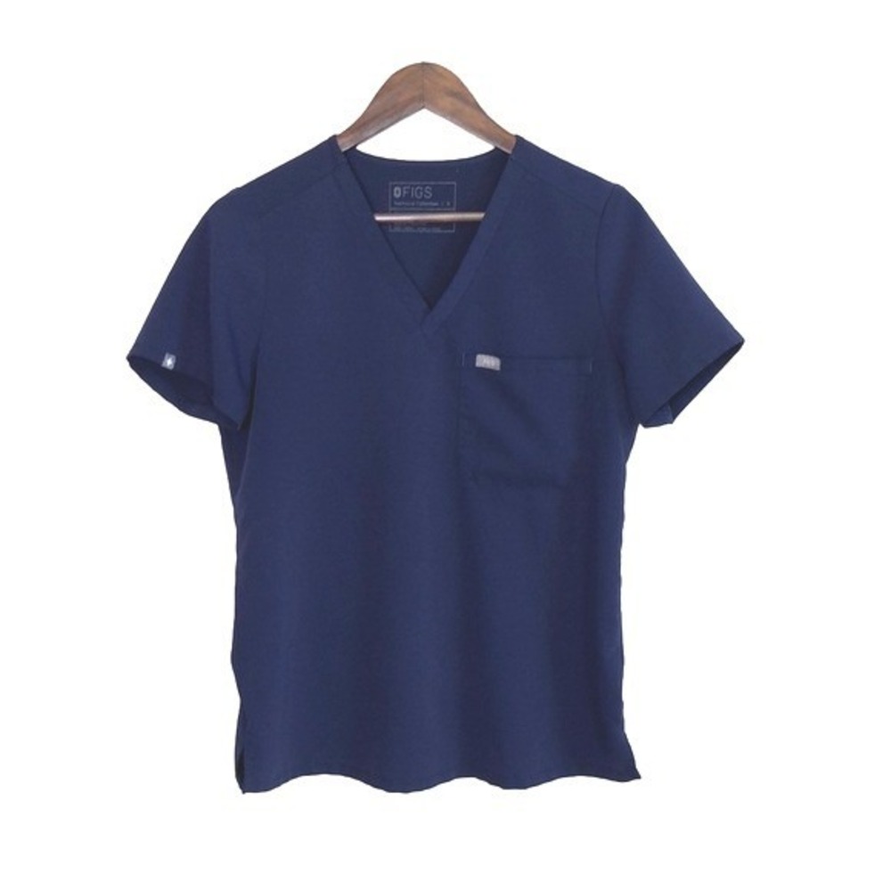 FIGS Technical Collection Women Large Catarina One Pocket V-neck Navy Scrub Top